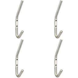 4X Slimline One Piece Hat & Coat Hook 59mm Projection Satin Stainless Steel - thumbnail 1