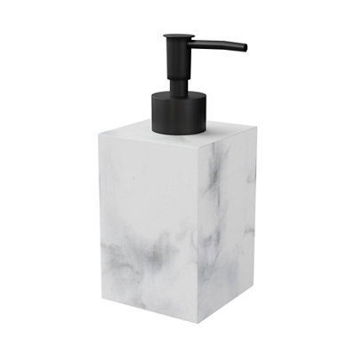 GoodHome Elland Matt White, Grey Marble Effect Polyresin Freestanding Soap Dispenser - image 1