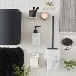 GoodHome Elland Matt White, Grey Marble Effect Polyresin Freestanding Soap Dispenser - thumbnail 6