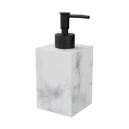 GoodHome Elland Matt White, Grey Marble Effect Polyresin Freestanding Soap Dispenser - thumbnail 1
