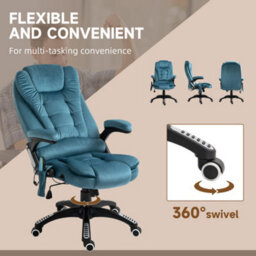Vinsetto Office Chair W/ Heating Massage Points Relaxing Reclining Blue - thumbnail 8
