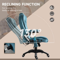 Vinsetto Office Chair W/ Heating Massage Points Relaxing Reclining Blue - thumbnail 7