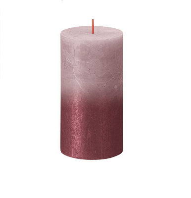 Rose Red Bolsius Rustic Metallic Candle. Unscented. H13 Cm