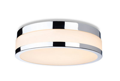 Luminosa Lighting Luminosa Marnie 290Cm Led Flush Ceiling Fitting Chrome With Opal White Glass Ip44