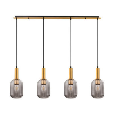 Luminosa Lighting Luminosa Maho Bar Pendant Ceiling Light Smokey, Brass Gold E27 4X12W - image 1
