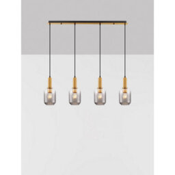Luminosa Lighting Luminosa Maho Bar Pendant Ceiling Light Smokey, Brass Gold E27 4X12W - thumbnail 4