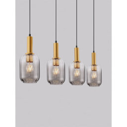 Luminosa Lighting Luminosa Maho Bar Pendant Ceiling Light Smokey, Brass Gold E27 4X12W - thumbnail 5