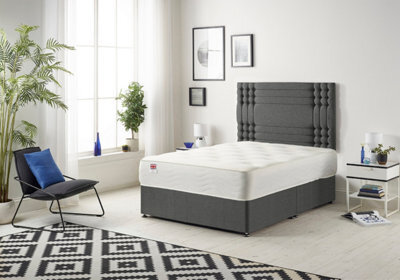 Somnior Beds Somnior Flexby Tweed Charcoal 5Ft Memory Foam Divan Bed With Mattress & Headboard - King - image 1