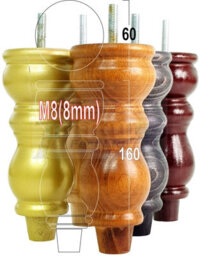 L&F 4X Replacement Furniture Legs Solid Wood Feet - 160mm Height - Sofas, Chairs, Settee, Cabinets - M8(8mm) (Mahogany) - thumbnail 8