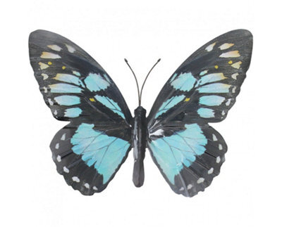 Primus Large Metal Cyan Blue Butterfly Garden Wall Ornament - image 1
