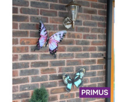 Primus Large Metal Cyan Blue Butterfly Garden Wall Ornament - thumbnail 2