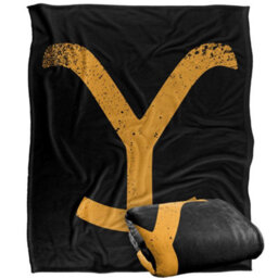 Yellowstone Silky Logo Supersoft Blanket Black/yellow (One Size) - thumbnail 2