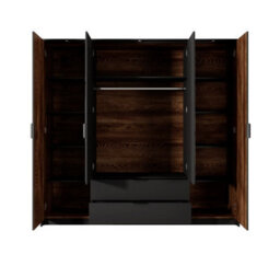 Arte Milton Contemporary 4 Mirrored Hinged Door Wardrobe 9 Shelves 2 Drawers 1 Rail Chestnut Wood Effect (H)2020mm (W)2000mm (D)570mm - thumbnail 5