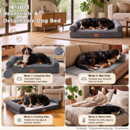 Luckracer Large Dog Bed Sofa Washable Orthopedic Dog Beds Black 110X79X16Cm - thumbnail 5
