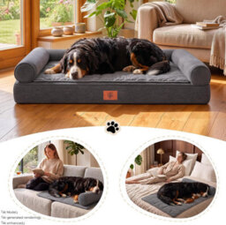 Luckracer Large Dog Bed Sofa Washable Orthopedic Dog Beds Black 110X79X16Cm - thumbnail 3