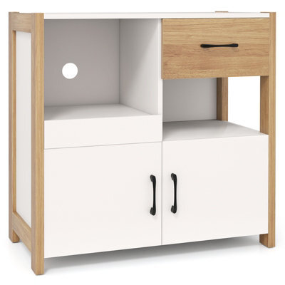 Gainoom Kitchen White Storage Cabinet Modern Farmhouse Coffee Bar Cabinet Buffet Sideboard - image 1