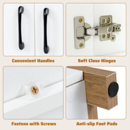 Gainoom Kitchen White Storage Cabinet Modern Farmhouse Coffee Bar Cabinet Buffet Sideboard - thumbnail 6