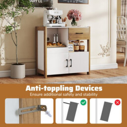 Gainoom Kitchen White Storage Cabinet Modern Farmhouse Coffee Bar Cabinet Buffet Sideboard - thumbnail 7