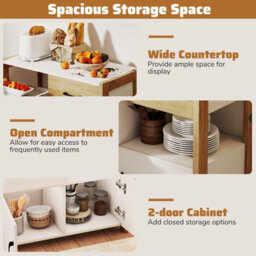 Gainoom Kitchen White Storage Cabinet Modern Farmhouse Coffee Bar Cabinet Buffet Sideboard - thumbnail 8