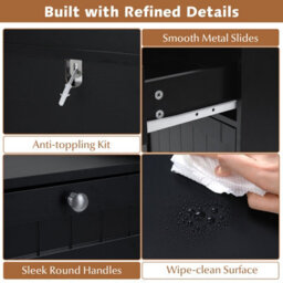Gainoom Black Double Tilt-Out Laundry Hamper Cabinet Freestanding Bathroom Storage Organizer - thumbnail 9