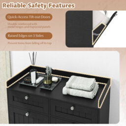 Gainoom Black Double Tilt-Out Laundry Hamper Cabinet Freestanding Bathroom Storage Organizer - thumbnail 8