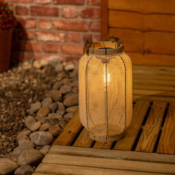 Valuelights Solar Powered Outdoor Natural Mesh Fabric Lantern Garden Light