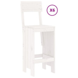 Berkfield 7 Piece Garden Bar Set White Solid Wood Pine - thumbnail 3