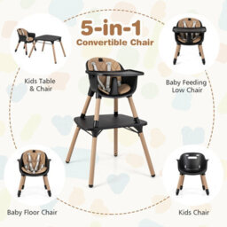 Costway 5-In-1 Convertible Baby Highchair Infant Dining Chair W/5-Point Harness Tray Toddlers - thumbnail 4