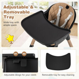 Costway 5-In-1 Convertible Baby Highchair Infant Dining Chair W/5-Point Harness Tray Toddlers - thumbnail 5