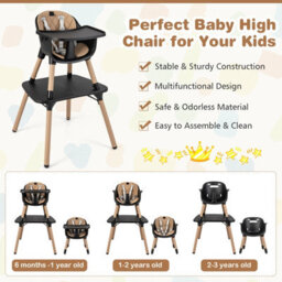 Costway 5-In-1 Convertible Baby Highchair Infant Dining Chair W/5-Point Harness Tray Toddlers - thumbnail 7