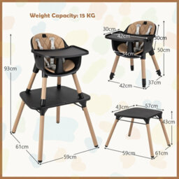 Costway 5-In-1 Convertible Baby Highchair Infant Dining Chair W/5-Point Harness Tray Toddlers - thumbnail 2