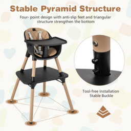 Costway 5-In-1 Convertible Baby Highchair Infant Dining Chair W/5-Point Harness Tray Toddlers - thumbnail 8