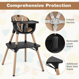 Costway 5-In-1 Convertible Baby Highchair Infant Dining Chair W/5-Point Harness Tray Toddlers - thumbnail 9