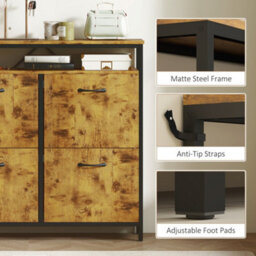 Wyld Haus Vebael Rustic Brown Shoe Cabinet With 4 Flip Drawers, Adjustable Shelves And Top Shelf - Slim 23.8Cm Depth - thumbnail 6