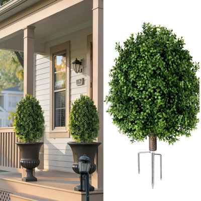 Amorly 65Cm Artificial Boxwood Topiary Shrubs, Fake Evergreen Ball Trees With Ground Spike, Faux Greenery Decor For Indoor, Garden, Yard - image 1