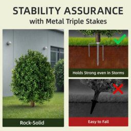 Amorly 65Cm Artificial Boxwood Topiary Shrubs, Fake Evergreen Ball Trees With Ground Spike, Faux Greenery Decor For Indoor, Garden, Yard - thumbnail 6