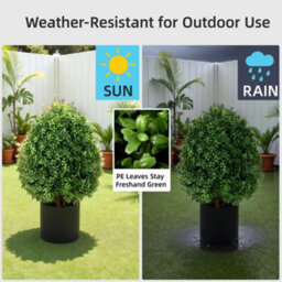 Amorly 65Cm Artificial Boxwood Topiary Shrubs, Fake Evergreen Ball Trees With Ground Spike, Faux Greenery Decor For Indoor, Garden, Yard - thumbnail 7