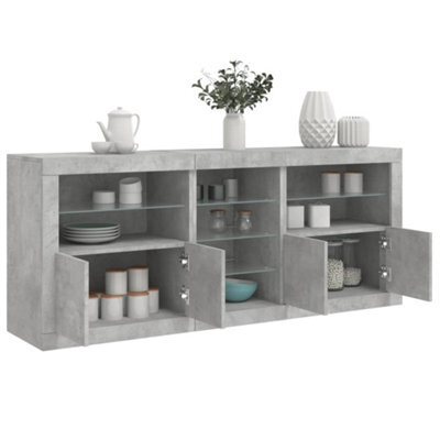 Walplus Sideboard With Led Lights Concrete Grey 162X37X67 Cm - image 1