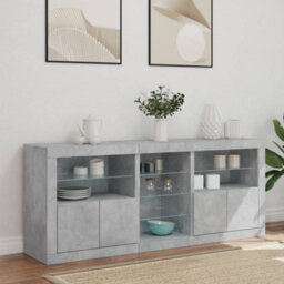 Walplus Sideboard With Led Lights Concrete Grey 162X37X67 Cm - thumbnail 4