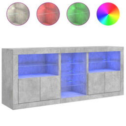 Walplus Sideboard With Led Lights Concrete Grey 162X37X67 Cm - thumbnail 5