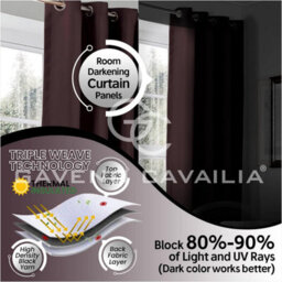 Gc Gaveno Cavailia 2 Panels Blackout Curtains 66X90 Inches Choco, 80-90% Blocks Light Ringtop Bedroom Curtains - thumbnail 2