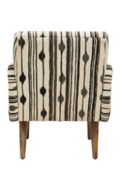 Orsina Armchair With Straight Arms, Handwoven Black And White Cotton Upholstery,  Mango Wood Legs - thumbnail 5
