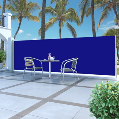 Walplus Retractable Side Awning Garden Sun Shade Canopy Gazebo For Back Door, Porch, Patio 160 X 500 Cm Blue - image 1