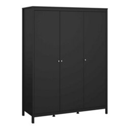 Wyld Haus Gossmere Matt Black Bedroom Set - Bedside Table, Chest Of Drawers And 3-Door Wardrobe - thumbnail 7