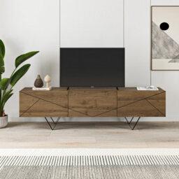 Decortie Modern Jakomen Tv Unit Multimedia Centre Dark Oak Effect W 3-Door Storage Tv Cabinet 160(W)Cm Tv Furniture - thumbnail 6