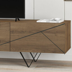 Decortie Modern Jakomen Tv Unit Multimedia Centre Dark Oak Effect W 3-Door Storage Tv Cabinet 160(W)Cm Tv Furniture - thumbnail 4