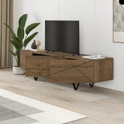 Decortie Modern Jakomen Tv Unit Multimedia Centre Dark Oak Effect W 3-Door Storage Tv Cabinet 160(W)Cm Tv Furniture - thumbnail 5