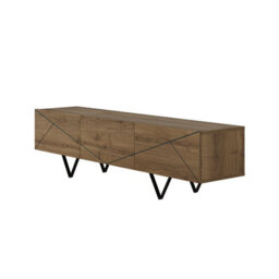 Decortie Modern Jakomen Tv Unit Multimedia Centre Dark Oak Effect W 3-Door Storage Tv Cabinet 160(W)Cm Tv Furniture - thumbnail 2
