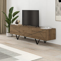 Decortie Modern Jakomen Tv Unit Multimedia Centre Dark Oak Effect W 3-Door Storage Tv Cabinet 160(W)Cm Tv Furniture