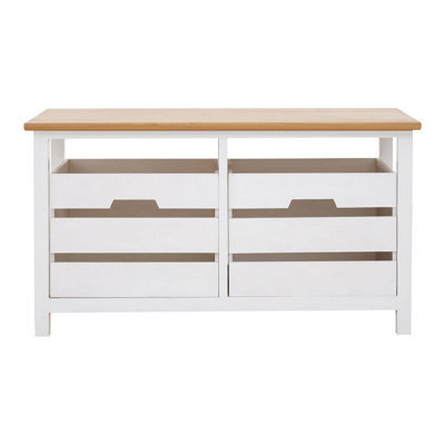 Premier Housewares Interiors By Premier Compact Design 2 Drawer Bench, Modern Design Chest Of Drawers For Livingroom, Minimalist Storage Chest - image 1